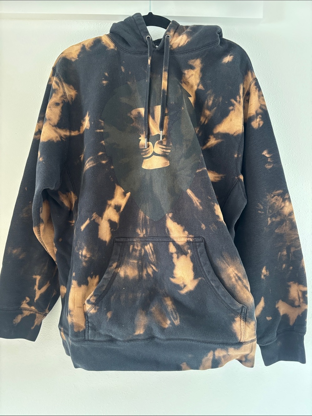 Tie-Dye Black and Tan Crewneck Hoodie